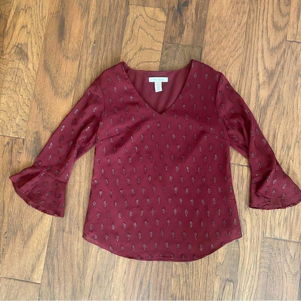 🔲 White House Black Market maroon/burgundy/wine colored blouse